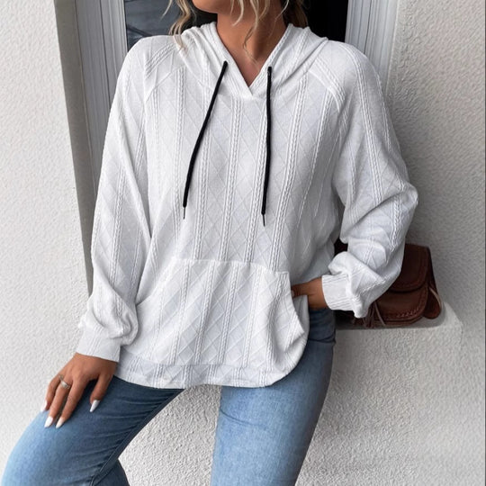Damen halsferne Kapuzenpullover mit strukturiertem Design EB