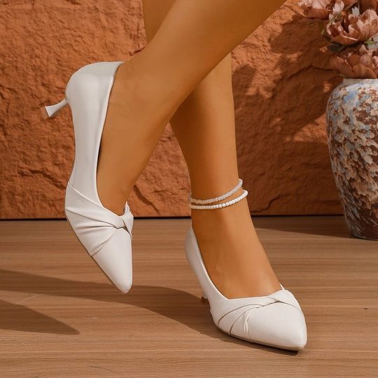 Damen elegante spitze Pumps mit modischem Schleifen-Design EB
