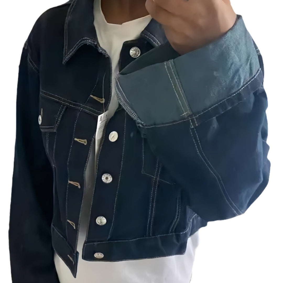 Damen cropped Denimjacke mit strukturiertem Schnitt EB
