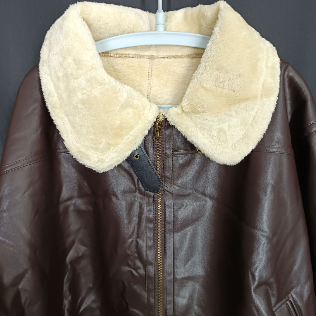 Herren Lammlederjacke mit weichem Teddyfutter EB
