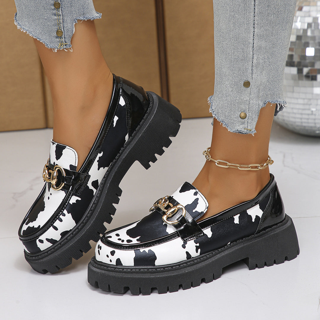 Damen Trendige Mokassin-Schuhe mit auffälligem Zebra-Druck und komfortabler Sohle EB