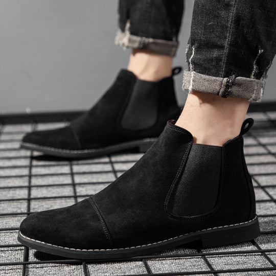 Damen Elegante Veloursleder Chelsea Boots mit elastischen Einsätzen EB