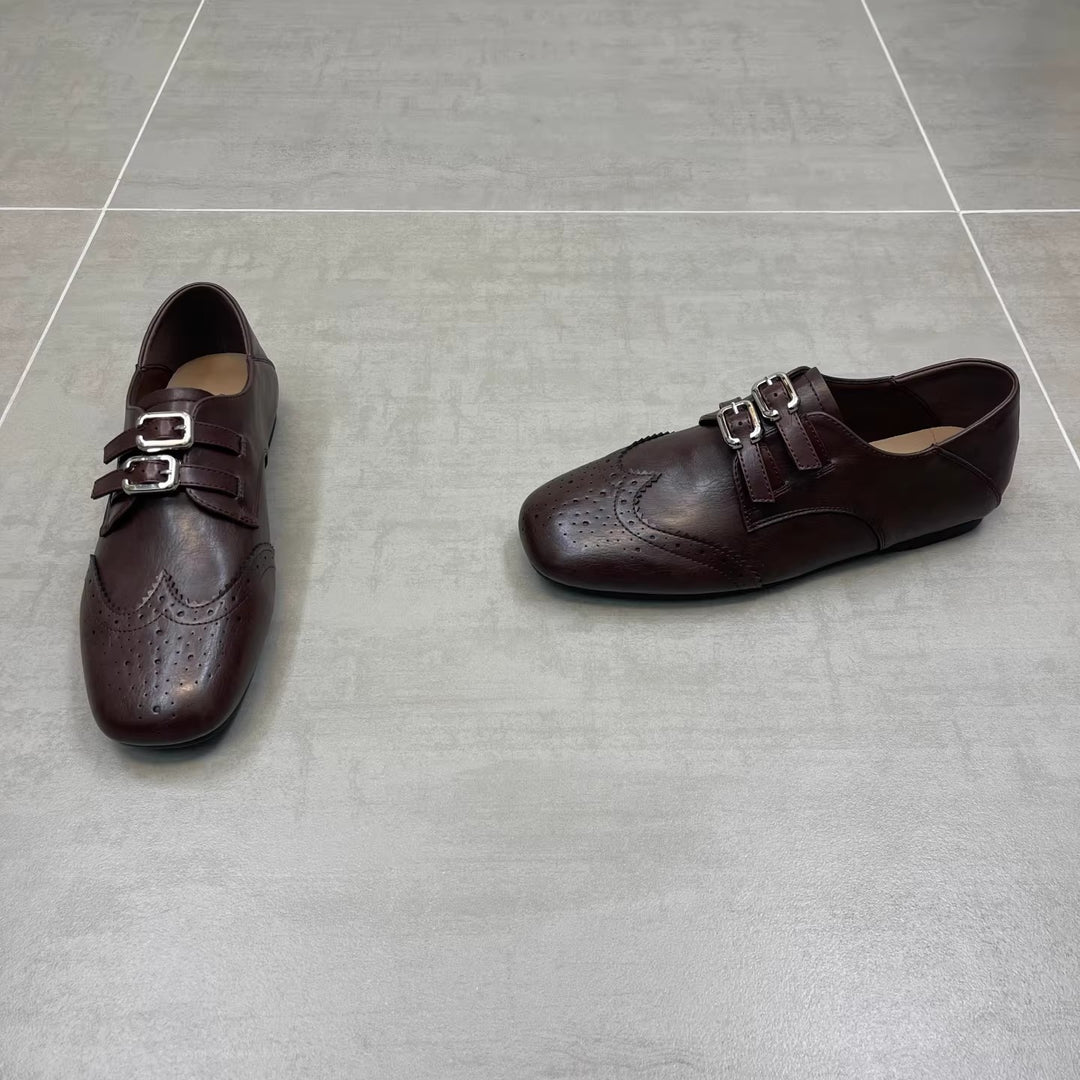 Damen Elegante Lacklederschuhe mit doppelter Schnallenverzierung EB