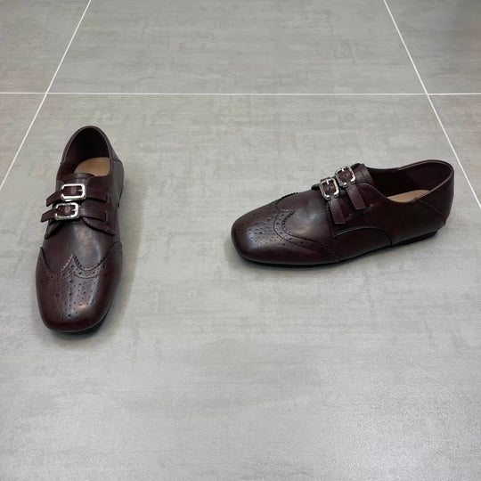Damen Elegante Lacklederschuhe mit doppelter Schnallenverzierung EB