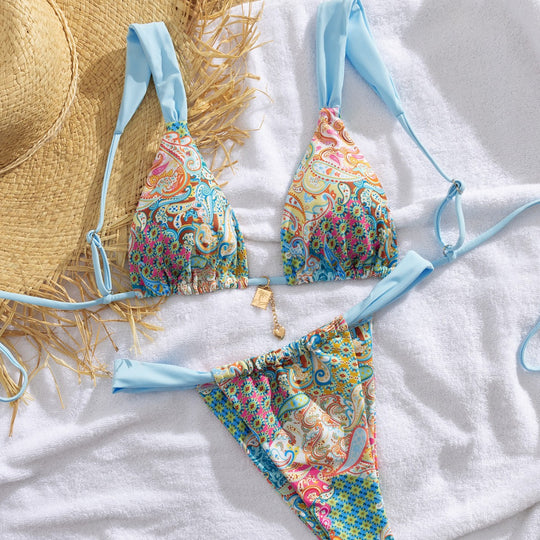 Damen Triangel-Bikini mit verspieltem Paisleymuster EB