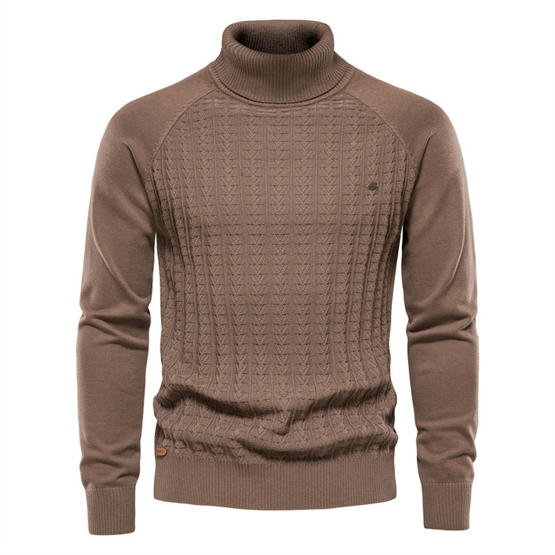 Herren Strickpullover mit modischem Stehkragen und strukturiertem Design EB