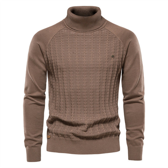 Herren Strickpullover mit modischem Stehkragen und strukturiertem Design EB