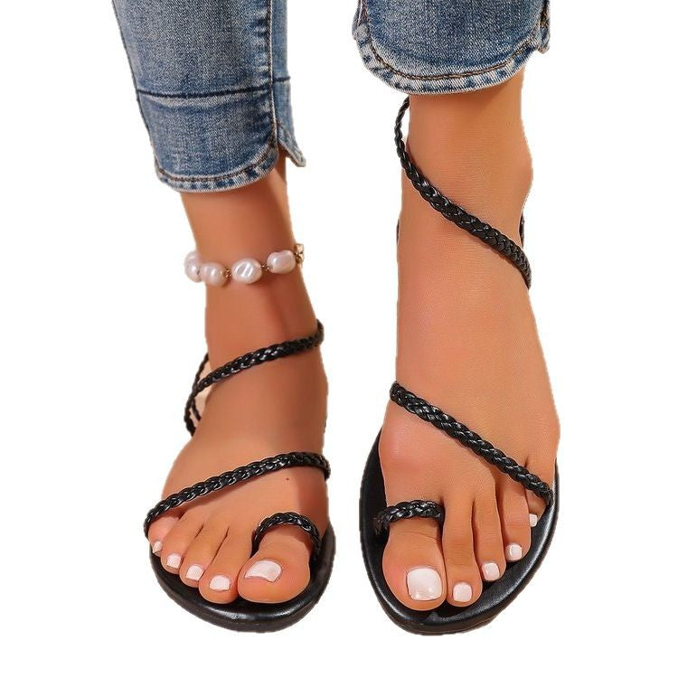 Damen Riemchen-Sandalen mit geflochtenen Details EB