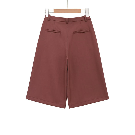 Damen weite Hochbund-Shorts mit eleganter Faltenlegung EB