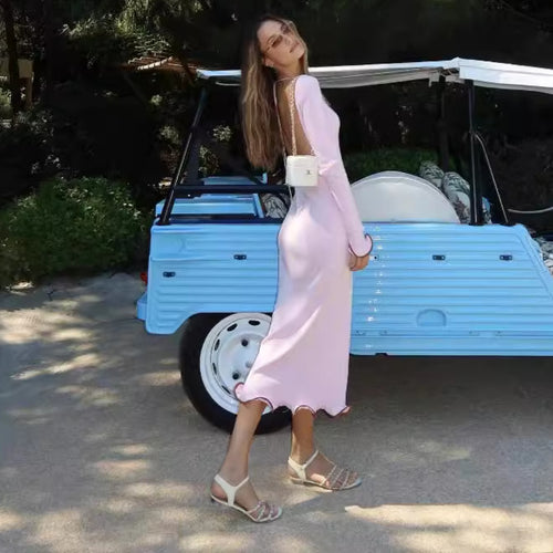 Damen Elegantes Sommerkleid mit raffinierten Ausschnitten und Wellenmuster EB