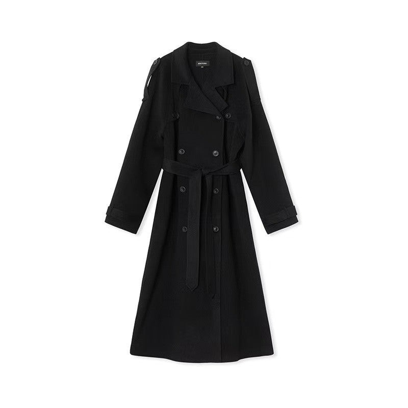 Damen eleganter und stylischer Trenchcoat mit taillierbarem Gürtel EB