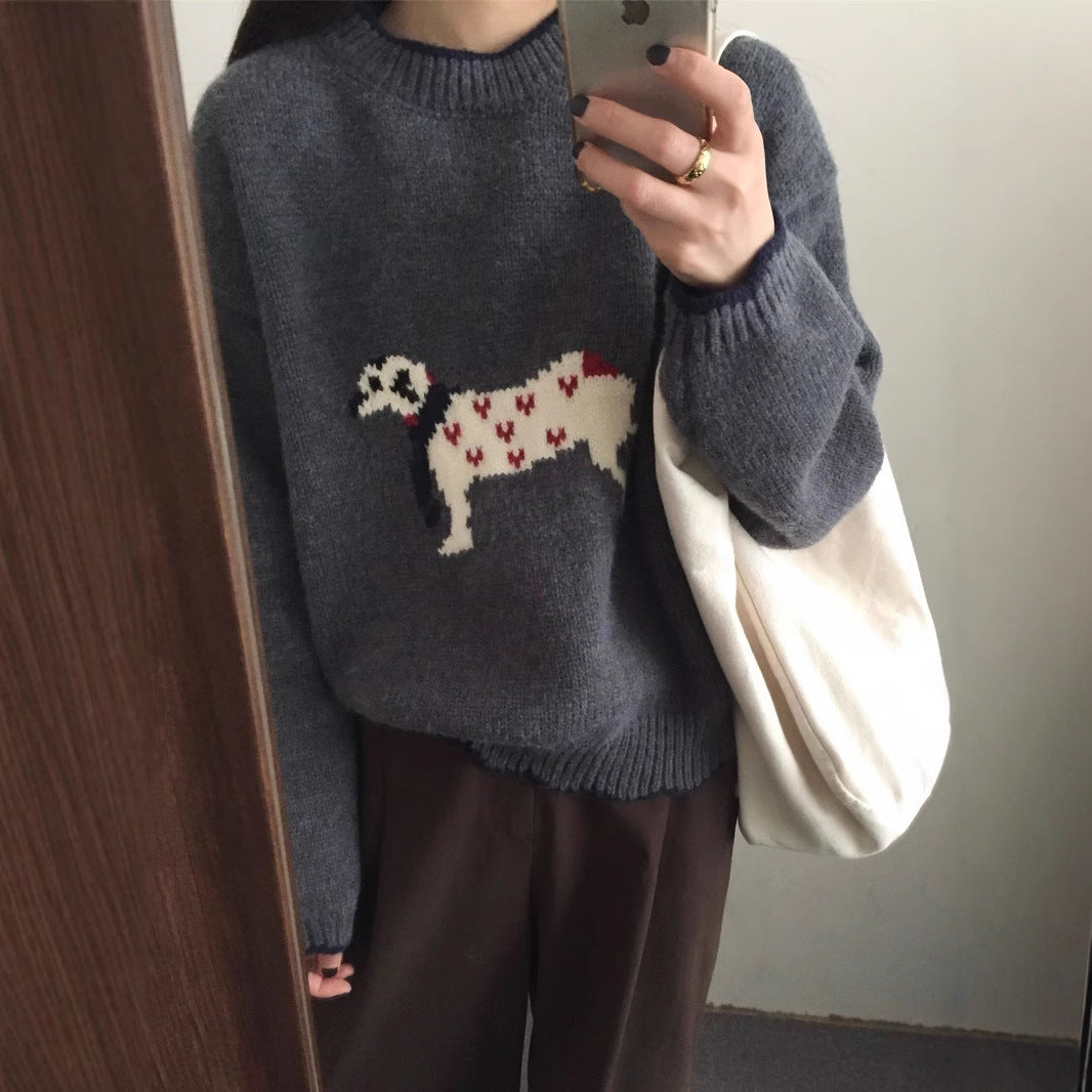 Damen kuscheliger Pullover mit Tiermotiv EB