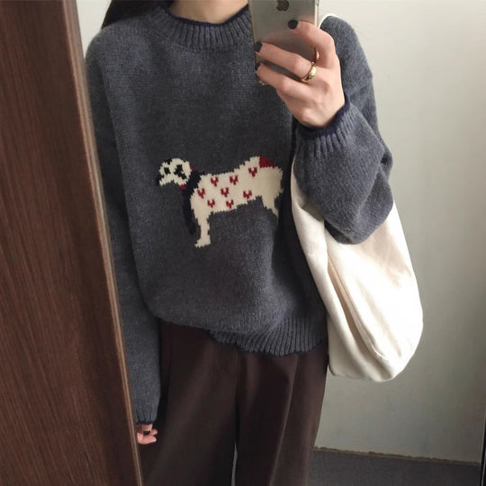 Damen kuscheliger Pullover mit Tiermotiv EB