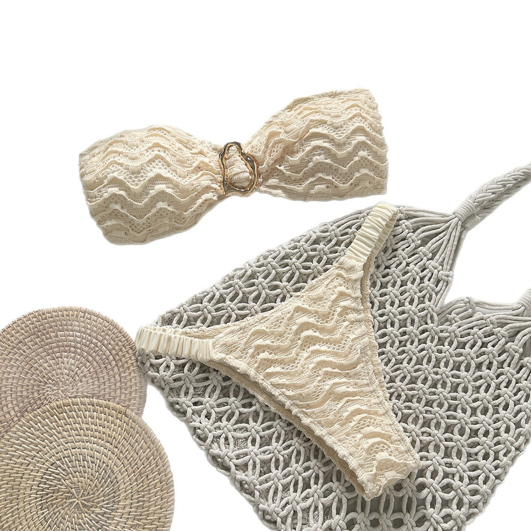 Damen Strand-Bikini mit Wellenmuster EB