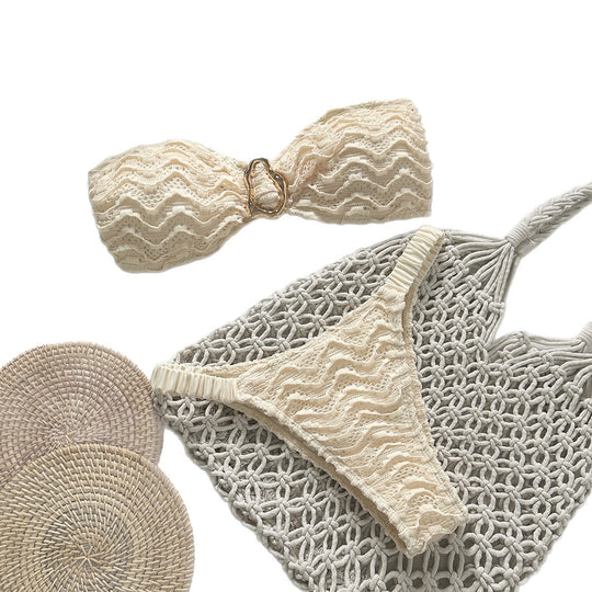 Damen Strand-Bikini mit Wellenmuster EB
