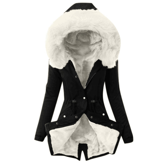 Damen gefütterte Parka mit Kunstfellkragen EB