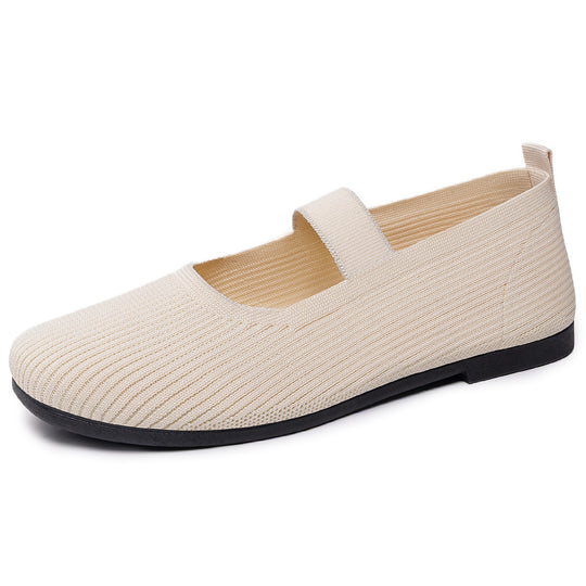 Damen Bequeme Ballerinas mit elastischem Riemen und atmungsaktivem Obermaterial EB