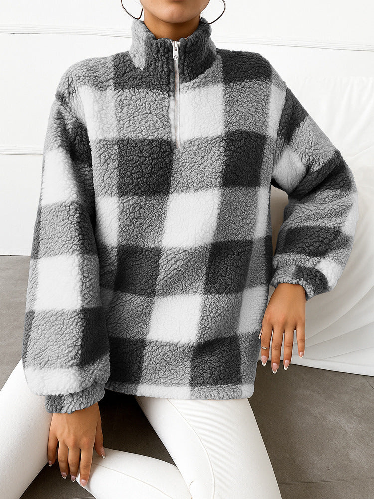 Damen Fleece-Pullover mit hohem Kragen und durchgehendem Reißverschluss EB
