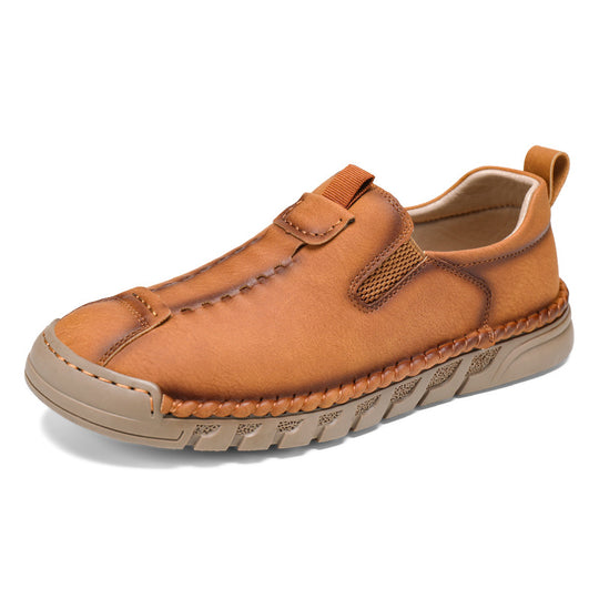 Herren Bequeme Leder Slip-On Schuhe mit elastischem Einschlupfdesign EB