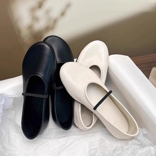 Damen feine Ballerinas mit elastischem Fesselband EB