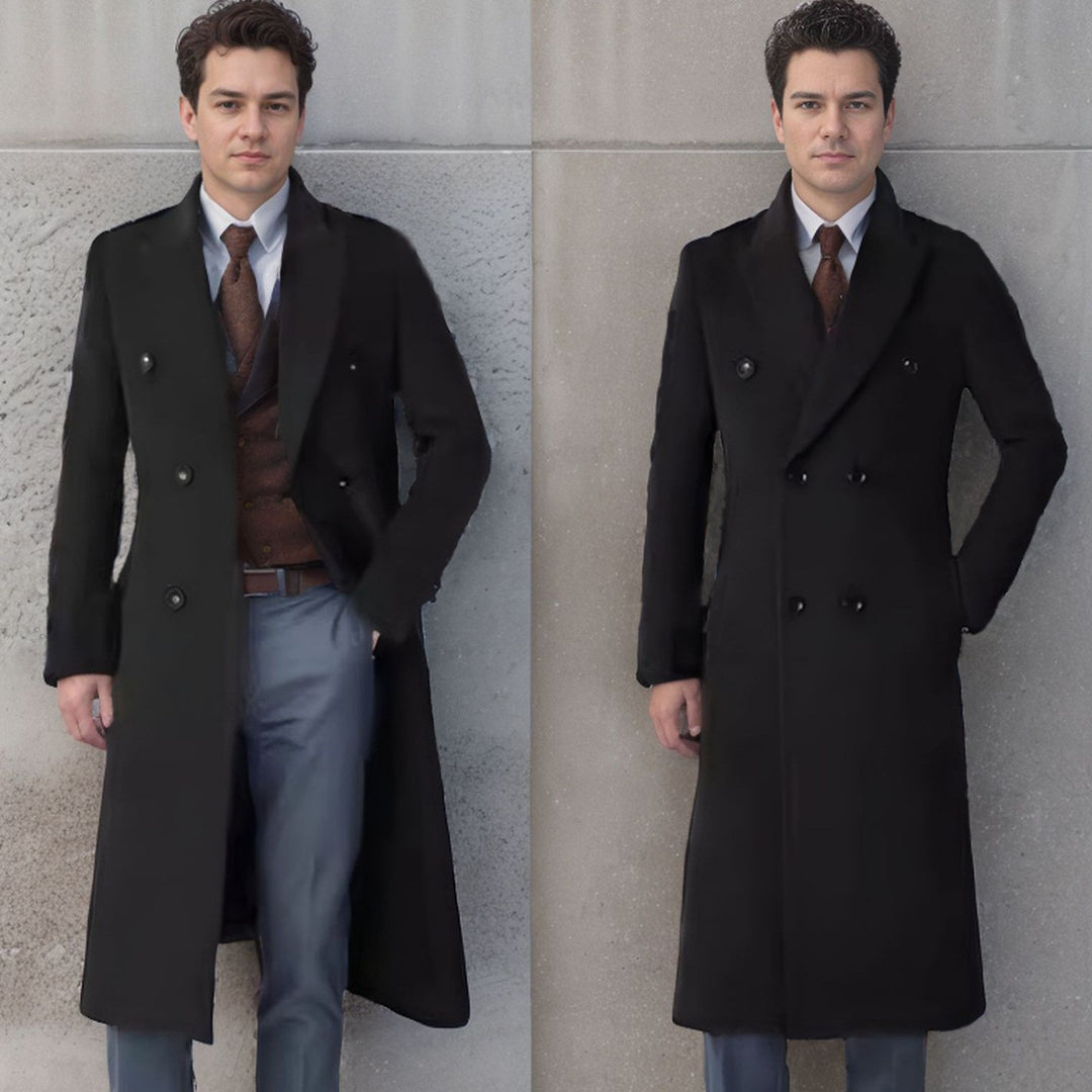 Herren eleganter Doppelt-Front-Mantel aus hochwertigem Material EB