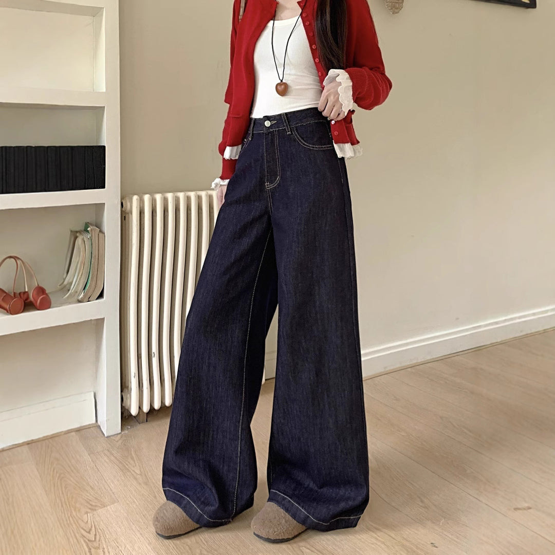 Damen Weite Denim-Hosen im modernen Schnitt mit hohem Bund EB