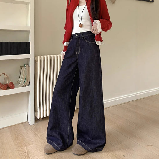 Damen Weite Denim-Hosen im modernen Schnitt mit hohem Bund EB