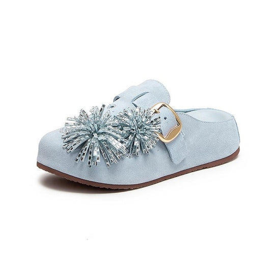 Damen Elegante Hausschuhe mit dekorativem Applikationselement EB