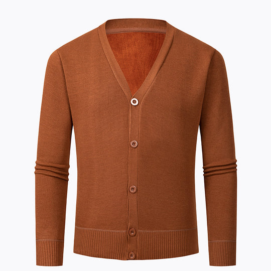Herren Strickjacke mit V-Ausschnitt und knopflosem Design EB