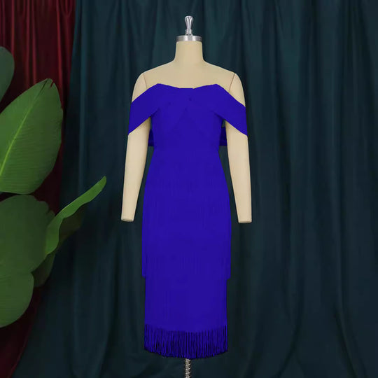 Damen Cut-out Cocktailkleid mit Fransen EB