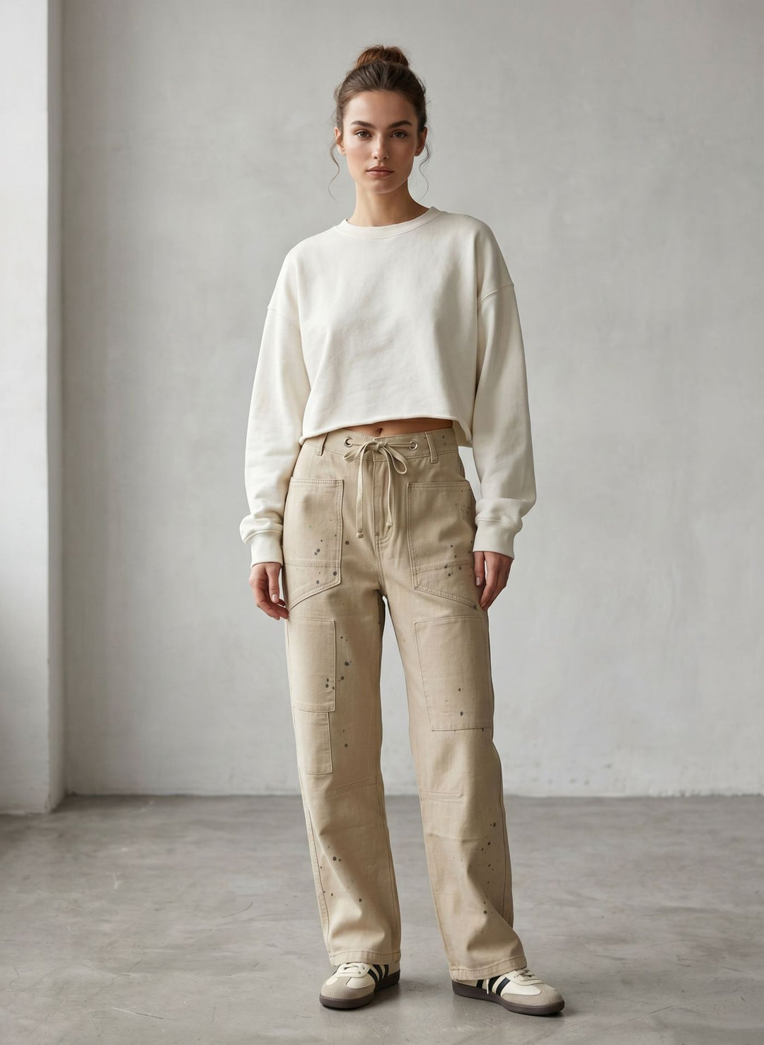 Damen nan oversized Strickpullover mit Rundhalsausschnitt und entspannter Silhouette EB