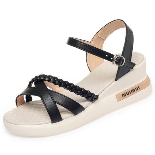 Damen Wedge-Sandaletten mit geflochtenem Riemendesign und bequemem Fußbett EB