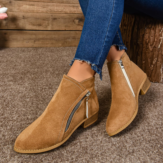 Damen Elegante Stiefeletten mit modischem Reißverschluss EB