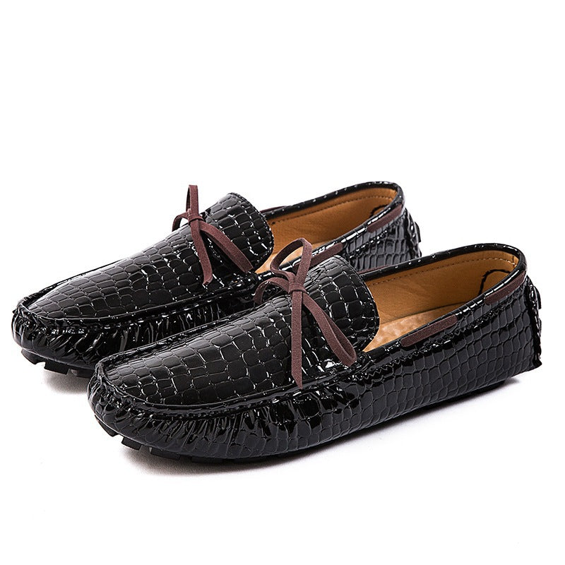 Damen lackierte Mokassin-Fahrerhalbschuhe mit Krokoprägung, weichem Lederfutter und profilierter Noppenlaufsohle EB