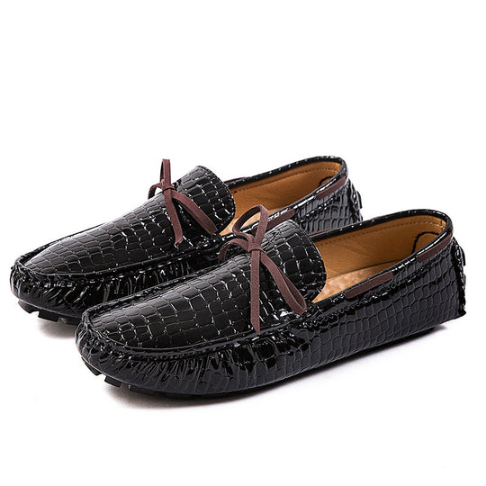 Damen lackierte Mokassin-Fahrerhalbschuhe mit Krokoprägung, weichem Lederfutter und profilierter Noppenlaufsohle EB