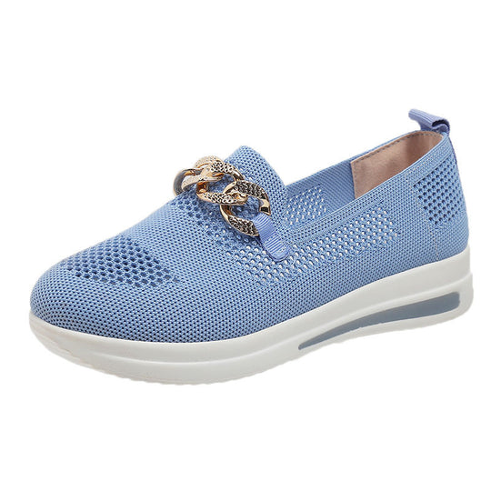 Damen sportliche Slip-On Sneakers mit glamourösem Ketten-Detail EB