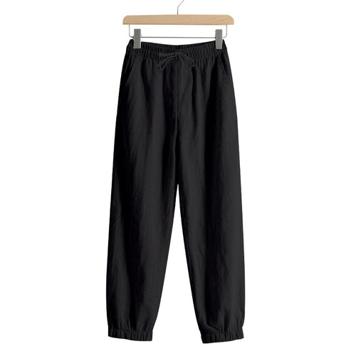 Damen lockere Freizeit-Hose mit elastischem Bund und verstellbarem Kordelzug EB