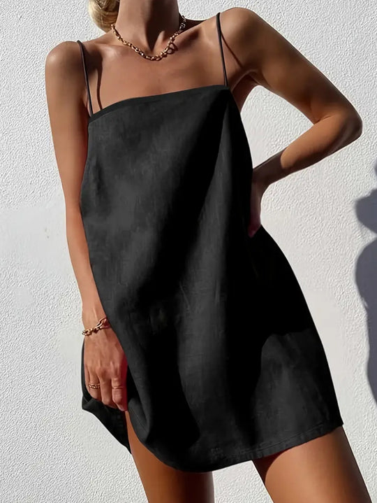 Damen luftiges Sommerkleid mit schmalen Trägern und lässigem Schnitt EB