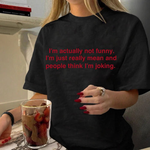 Damen Statement T-Shirt mit humorvollem Schriftzug EB