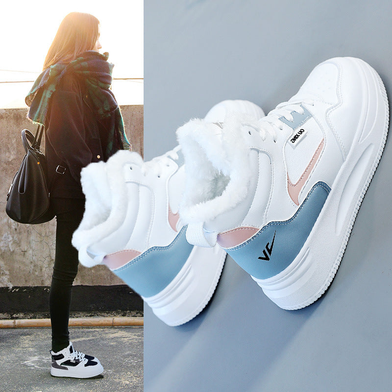 Damen warme High-Top Sneakers mit kuscheligem Innenfutter EB