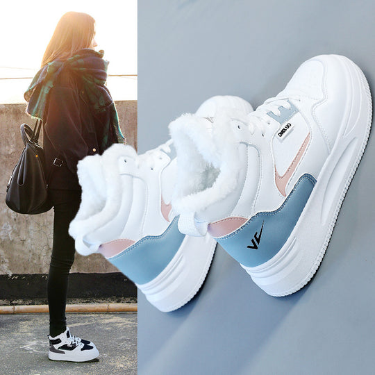 Damen warme High-Top Sneakers mit kuscheligem Innenfutter EB