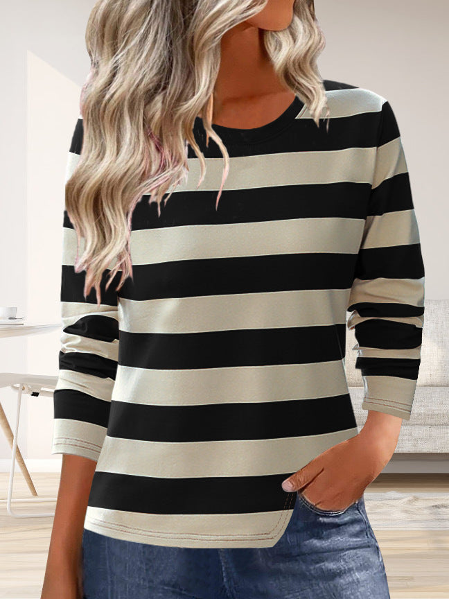 Damen Langarmshirt mit modernem Streifenmuster und bequemer Passform EB
