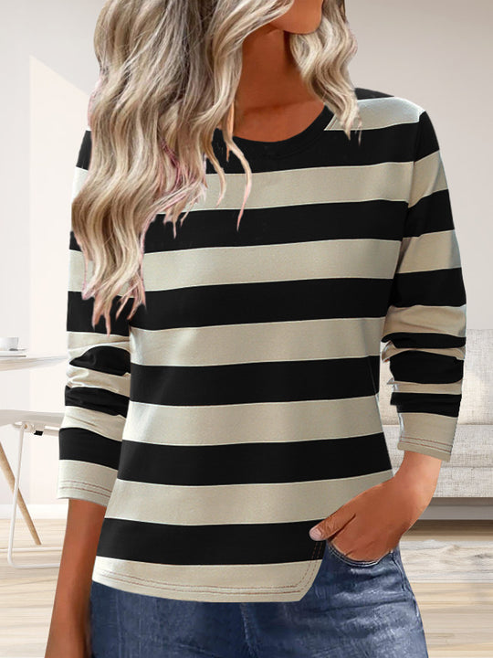 Damen Langarmshirt mit modernem Streifenmuster und bequemer Passform EB
