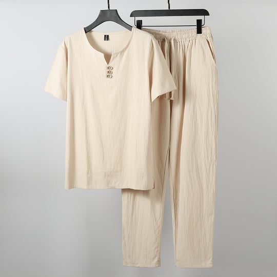 Damen lässiges Lounge-Set mit Knopfdetails und elastischem Bund EB