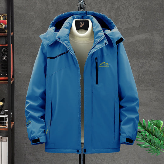 Herren wasserdichter isolierter Outdoorparka mit abnehmbarer Kapuze, Thermofutter und verdeckten Reißverschlusstaschen EB