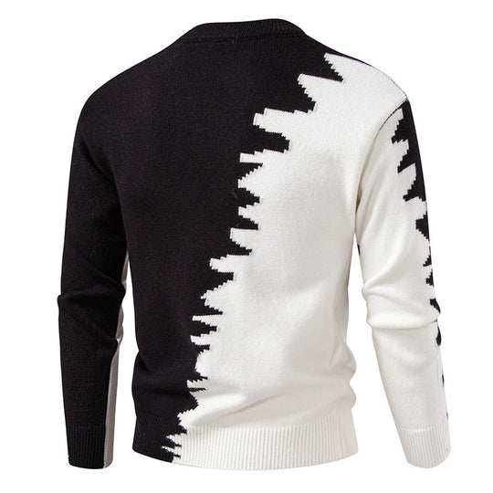 Herren modischer Strickpullover mit asymmetrischem Farbdesign und hohem Komfort EB