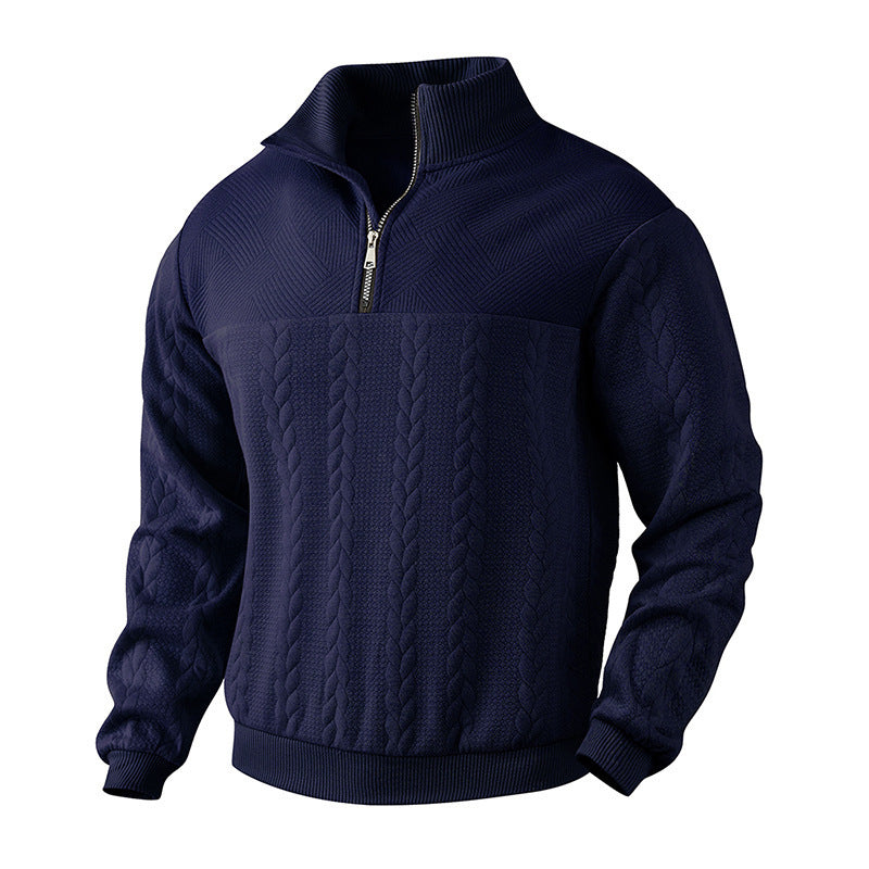 Herren Strickpullover mit modernem Stehkragen und praktischem Reißverschluss EB