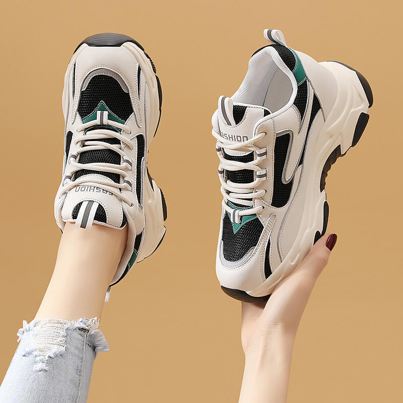 Damen modische und bequeme Sneakers mit stoßdämpfender Sohle EB