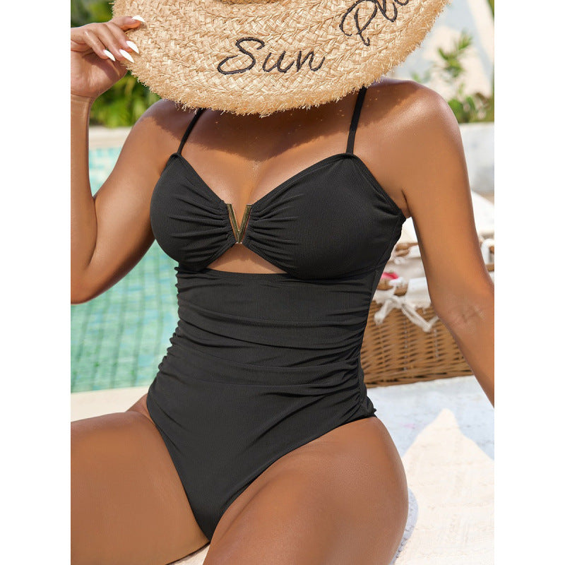 Damen Einteiler Badeanzug mit schickem Cut-Out und eleganten Details EB