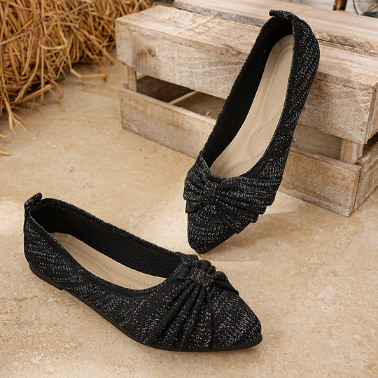 Damen Elegante Ballerinas mit dekorativem Knotendesign und atmungsaktivem Obermaterial EB
